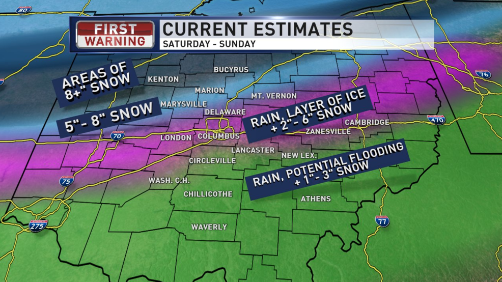 Central Ohio snowfall and icing projections for this weekend WSYX