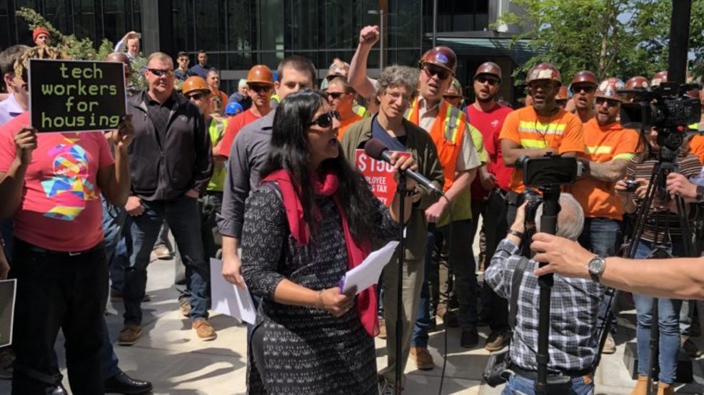 Sawant Press Conference supporting Seattle city head tax no head tax sawant iron workers KOMO construction_01.jpg